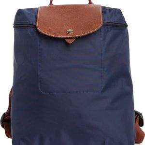 NWT Longchamp le pliage large Navy backpack
